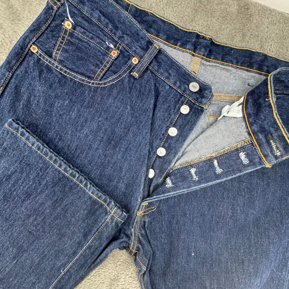 Levi's 501 Original Fit Button Fly Dark Wash Denim Jeans Men's 38x30 See Pic Fit